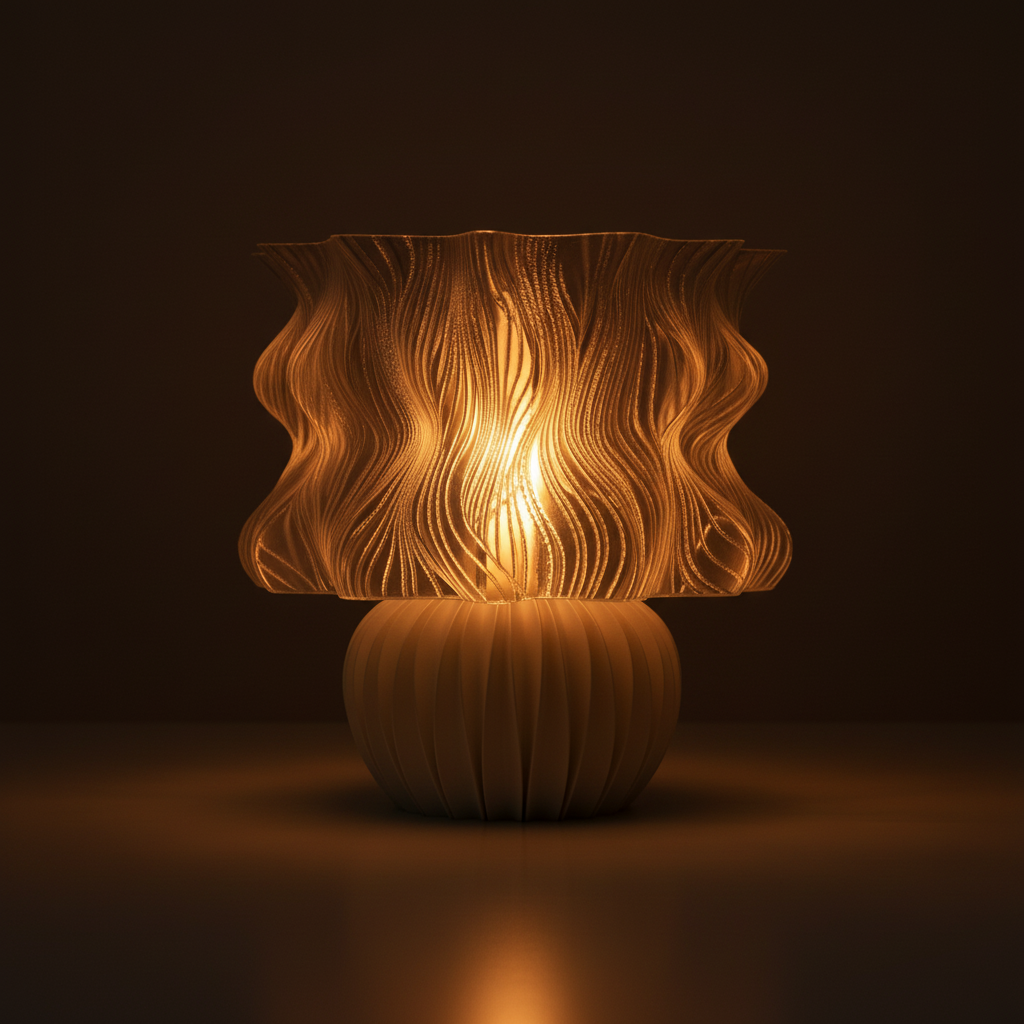 Lámpara encendida ivory fondo oscuro